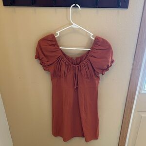 Women's Rust Puff Sleeve Dress